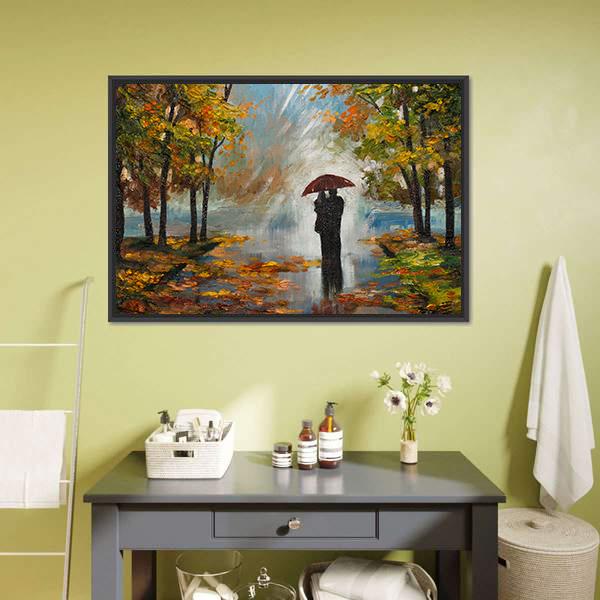 Couple In The Forest Canvas Wall Art-3 Horizontal-Gallery Wrap-25" x 16"-Tiaracle