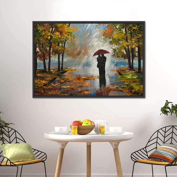 Couple In The Forest Canvas Wall Art-1 Piece-Floating Frame-24" x 16"-Tiaracle