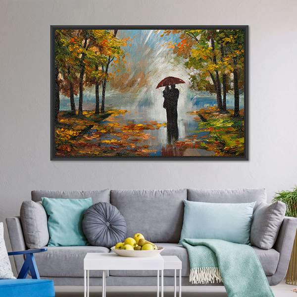 Couple In The Forest Canvas Wall Art-3 Horizontal-Gallery Wrap-25" x 16"-Tiaracle