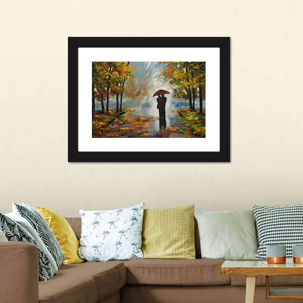 Couple In The Forest Canvas Wall Art-1 Piece-Framed Print-20" x 16"-Tiaracle