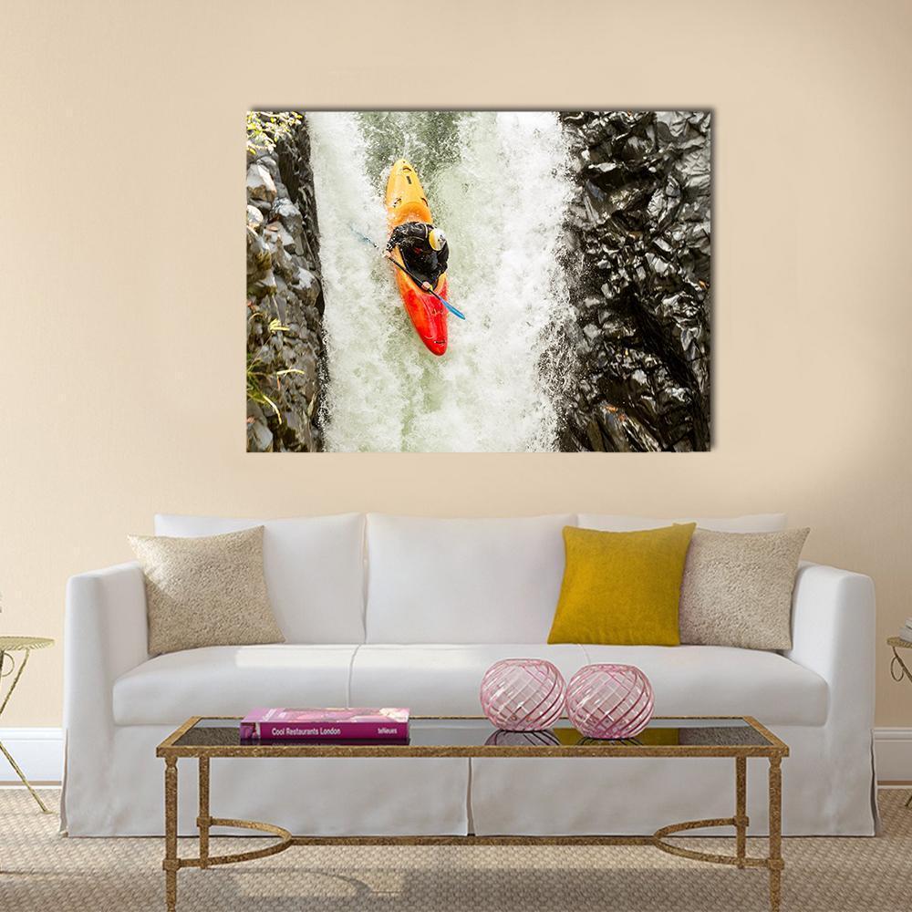 Courageous Kayaker Canvas Wall Art-1 Piece-Gallery Wrap-48" x 32"-Tiaracle