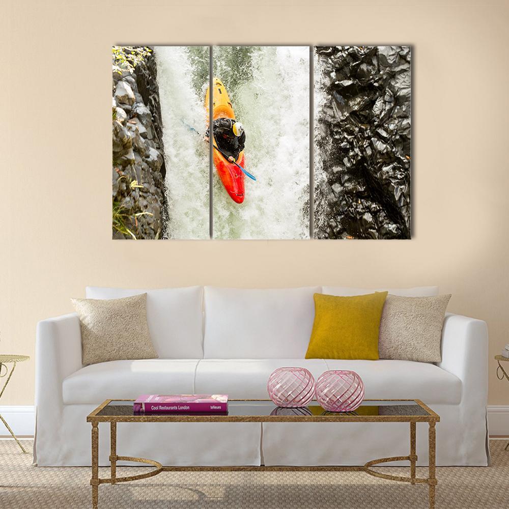 Courageous Kayaker Canvas Wall Art-3 Horizontal-Gallery Wrap-37" x 24"-Tiaracle