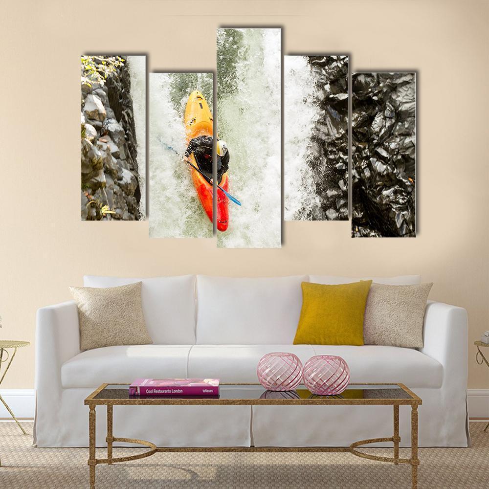 Courageous Kayaker Canvas Wall Art-5 Pop-Gallery Wrap-47" x 32"-Tiaracle