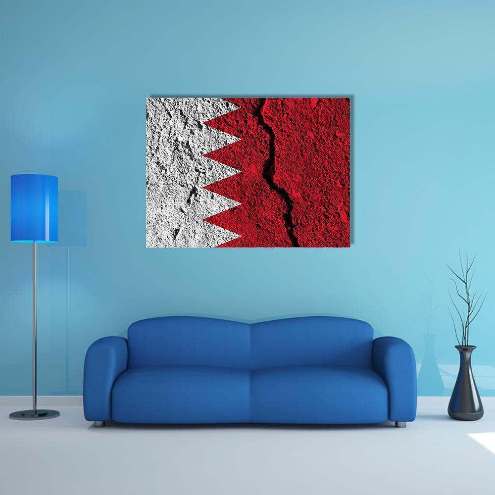 Cracked Bahrain Flag Canvas Wall Art-1 Piece-Gallery Wrap-48" x 32"-Tiaracle