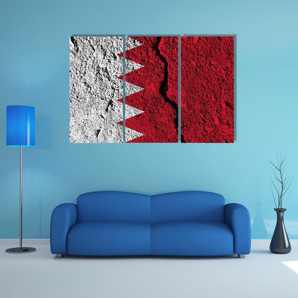 Cracked Bahrain Flag Canvas Wall Art-3 Horizontal-Gallery Wrap-37" x 24"-Tiaracle