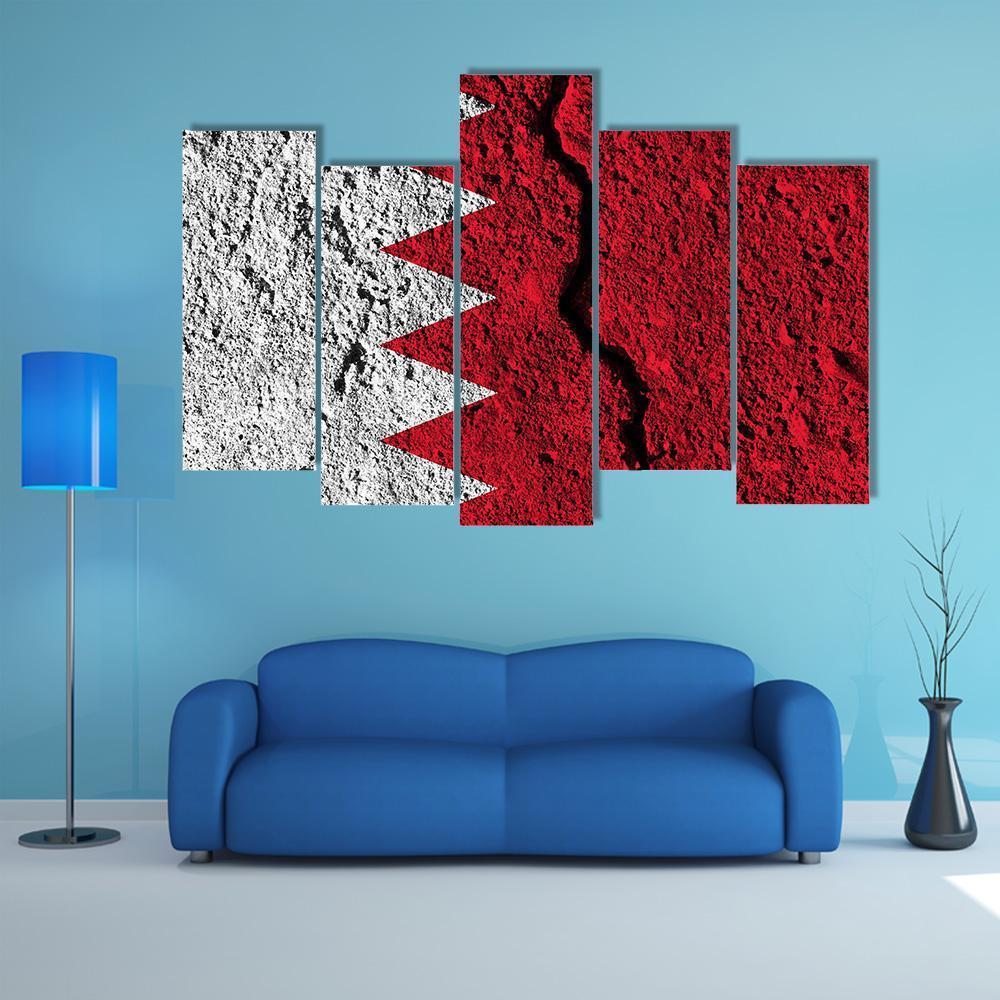 Cracked Bahrain Flag Canvas Wall Art-5 Pop-Gallery Wrap-47" x 32"-Tiaracle