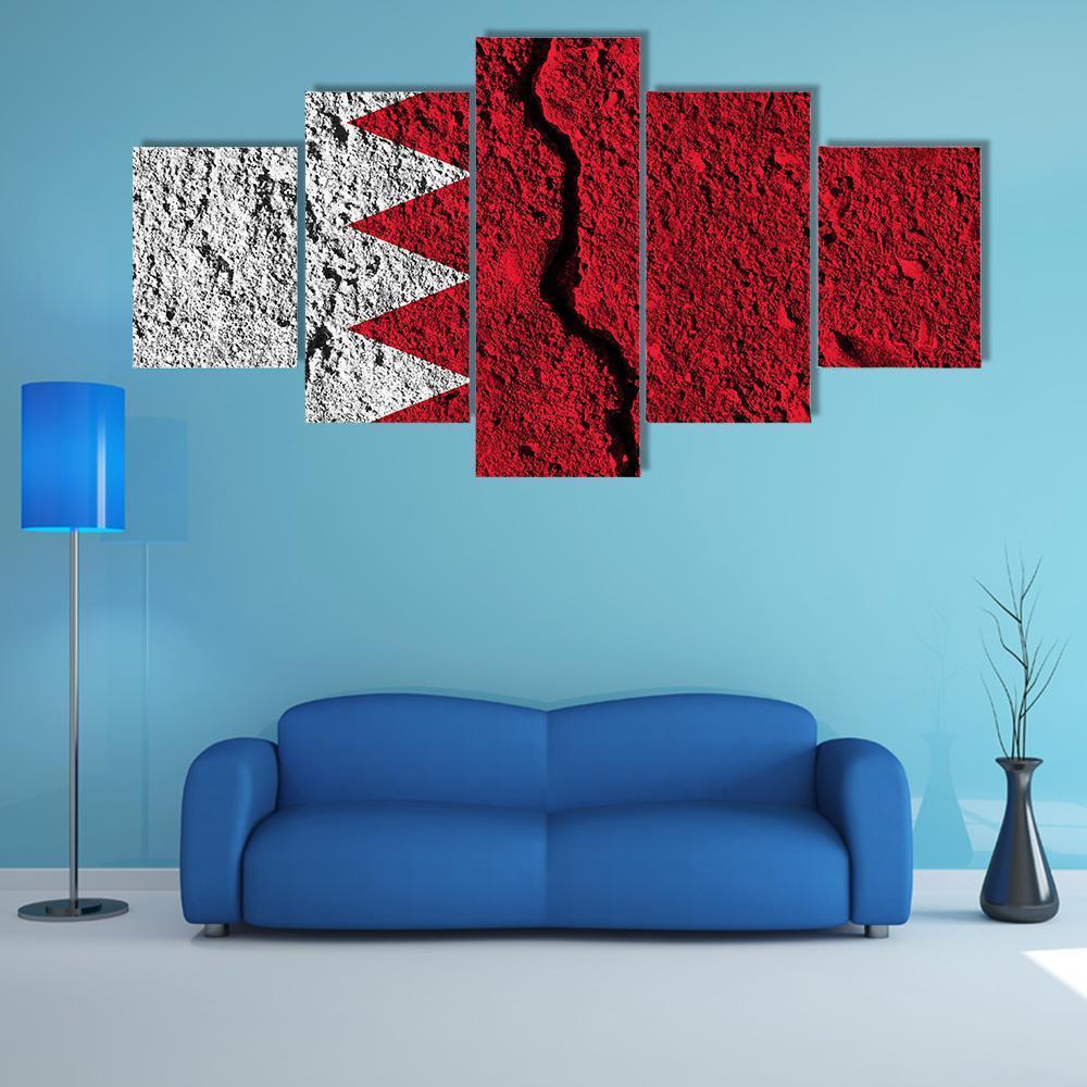 Cracked Bahrain Flag Canvas Wall Art-5 Star-Gallery Wrap-62" x 32"-Tiaracle