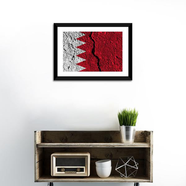 Cracked Bahrain Flag Canvas Wall Art-1 Piece-Framed Print-20" x 16"-Tiaracle