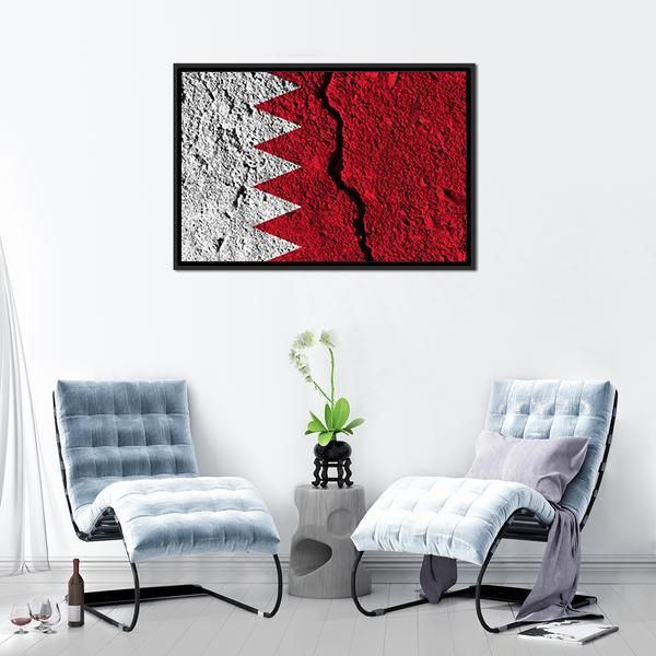 Cracked Bahrain Flag Canvas Wall Art-3 Horizontal-Gallery Wrap-25" x 16"-Tiaracle