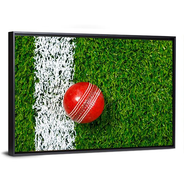 Cricket Ball On Grass Canvas Wall Art-3 Horizontal-Gallery Wrap-25" x 16"-Tiaracle