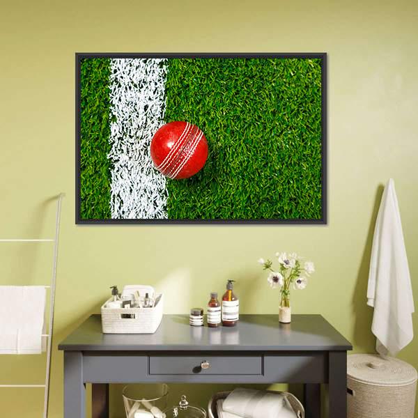 Cricket Ball On Grass Canvas Wall Art-3 Horizontal-Gallery Wrap-25" x 16"-Tiaracle