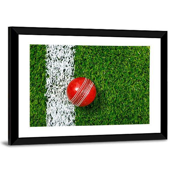 Cricket Ball On Grass Canvas Wall Art-3 Horizontal-Gallery Wrap-25" x 16"-Tiaracle