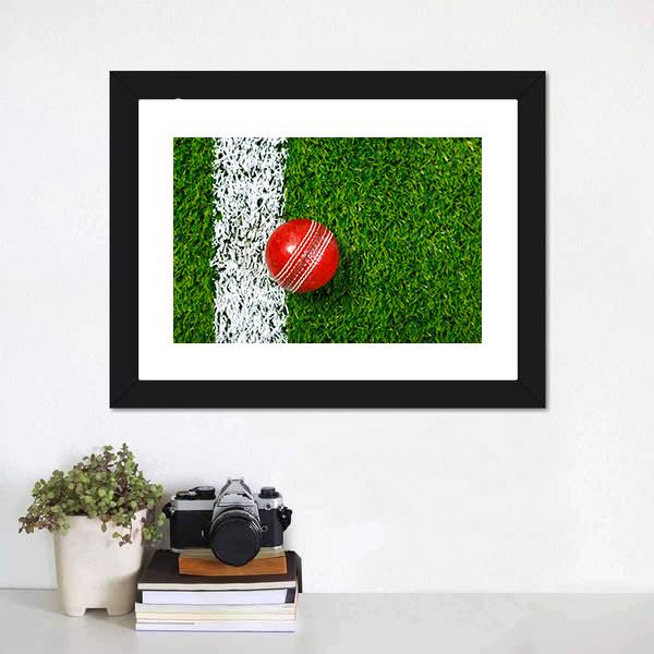 Cricket Ball On Grass Canvas Wall Art-3 Horizontal-Gallery Wrap-25" x 16"-Tiaracle