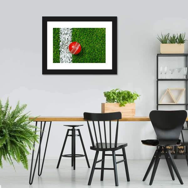 Cricket Ball On Grass Canvas Wall Art-3 Horizontal-Gallery Wrap-25" x 16"-Tiaracle