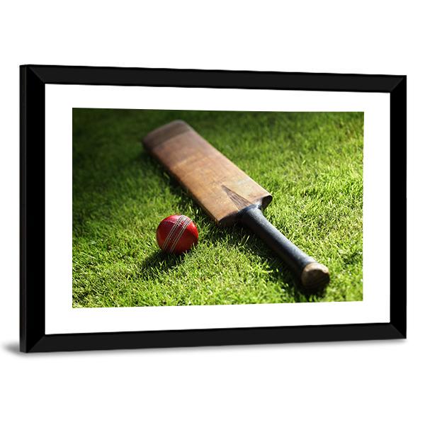 Cricket Bat & Ball Canvas Wall Art-3 Horizontal-Gallery Wrap-25" x 16"-Tiaracle