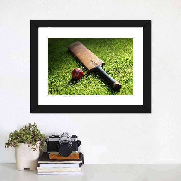 Cricket Bat & Ball Canvas Wall Art-3 Horizontal-Gallery Wrap-25" x 16"-Tiaracle