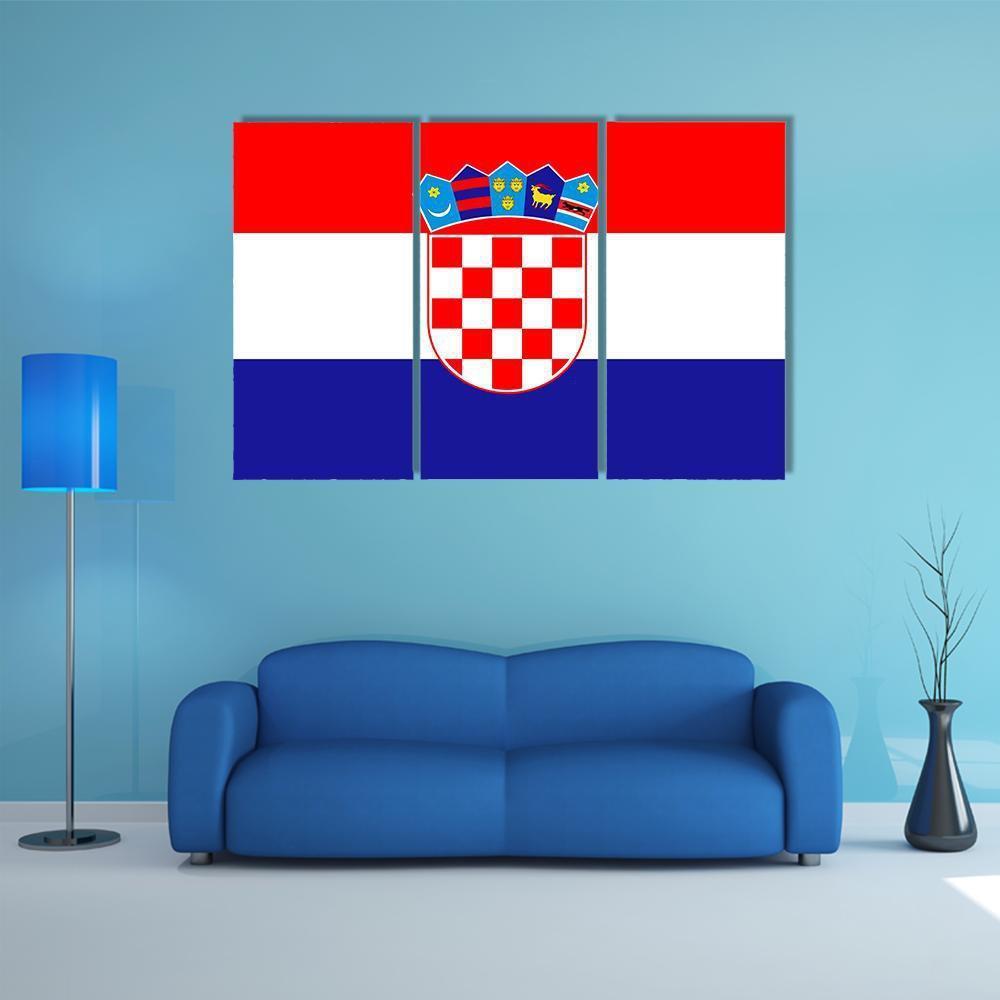 Croatia Flag Canvas Wall Art-3 Horizontal-Gallery Wrap-37" x 24"-Tiaracle