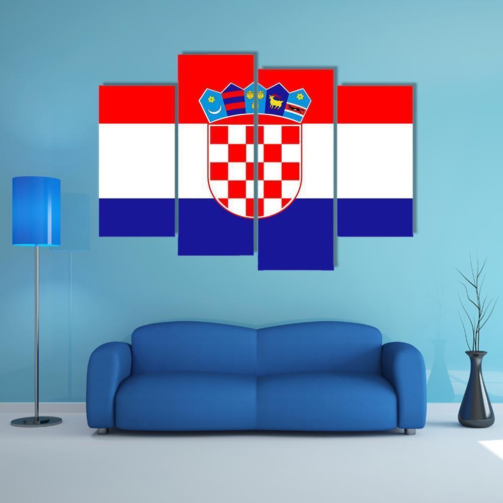 Croatia Flag Canvas Wall Art-4 Pop-Gallery Wrap-50" x 32"-Tiaracle
