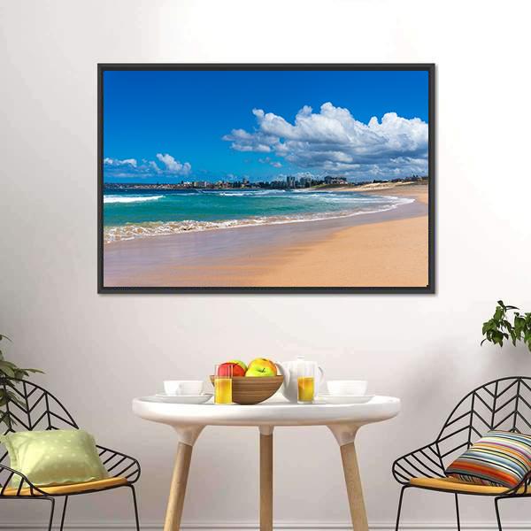 Cronulla Coastline Canvas Wall Art-1 Piece-Floating Frame-24" x 16"-Tiaracle