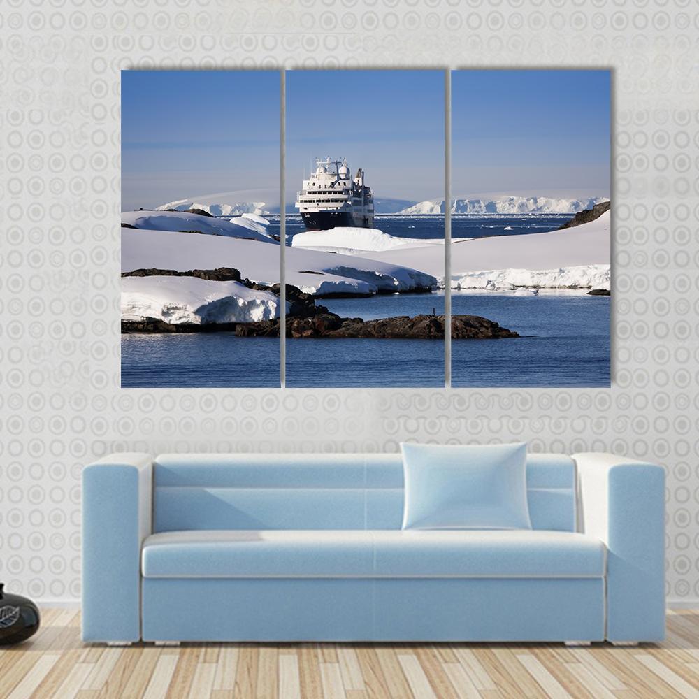 Cruise Ship In Antarctic Canvas Wall Art-3 Horizontal-Gallery Wrap-37" x 24"-Tiaracle