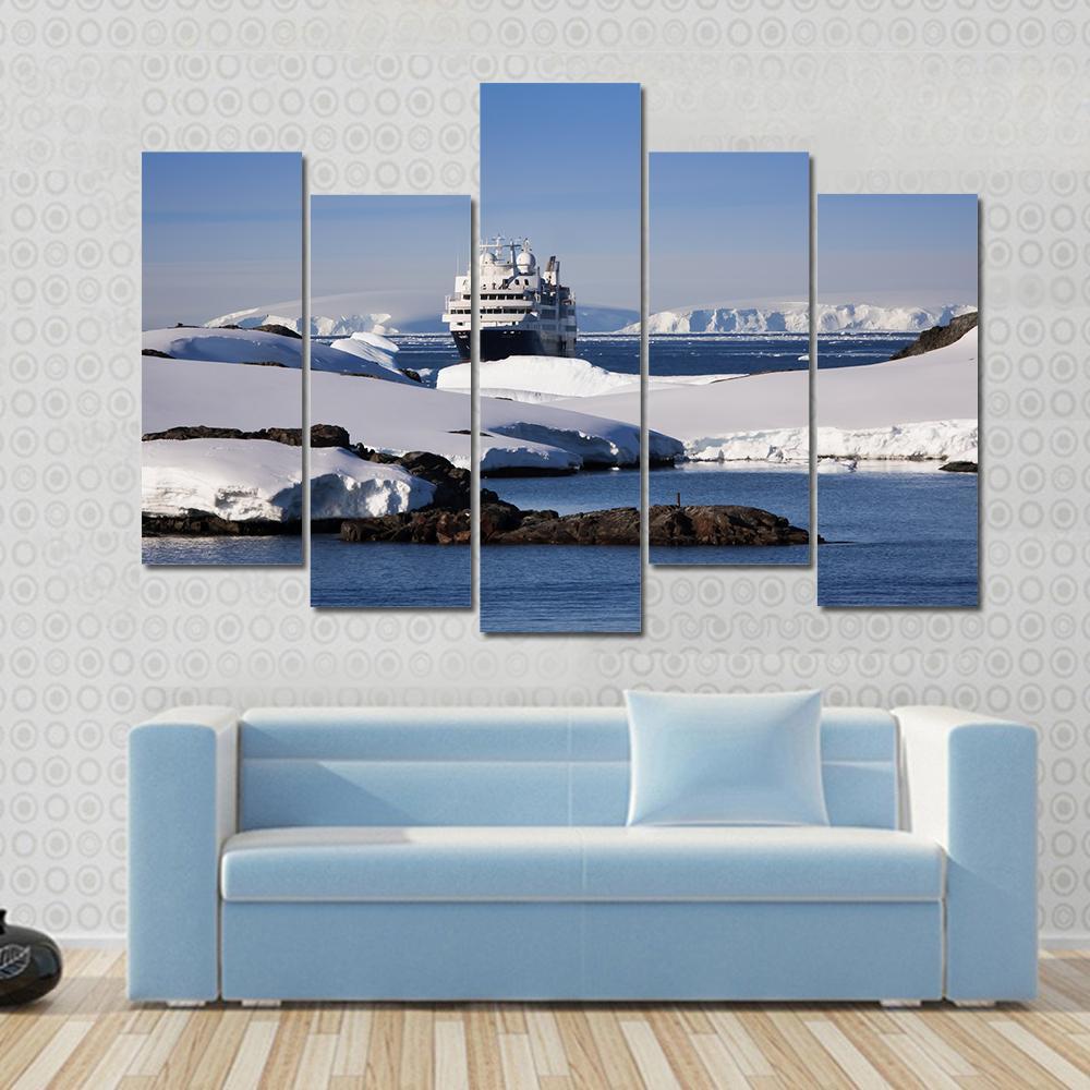 Cruise Ship In Antarctic Canvas Wall Art-5 Pop-Gallery Wrap-47" x 32"-Tiaracle