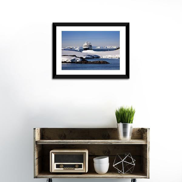 Cruise Ship In Antarctic Canvas Wall Art-1 Piece-Framed Print-20" x 16"-Tiaracle