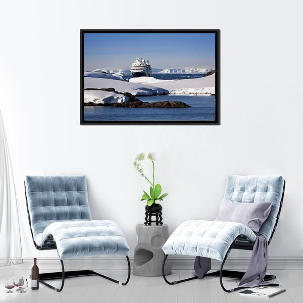 Cruise Ship In Antarctic Canvas Wall Art-3 Horizontal-Gallery Wrap-25" x 16"-Tiaracle