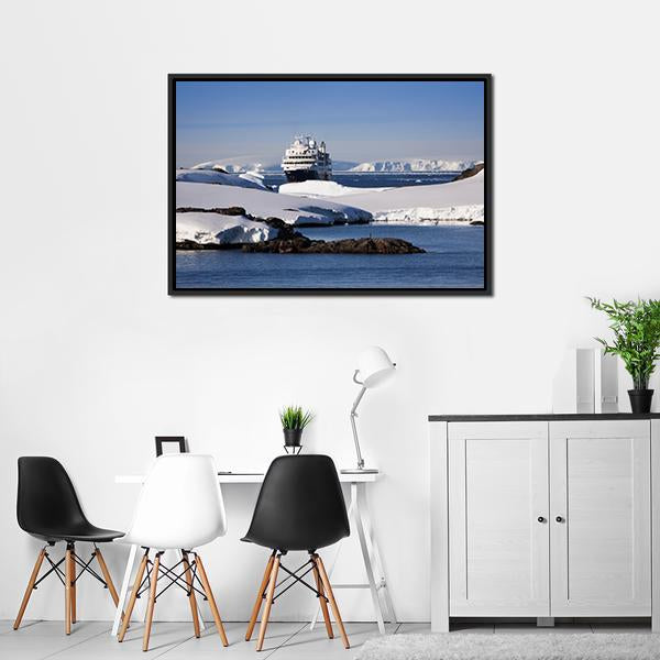 Cruise Ship In Antarctic Canvas Wall Art-3 Horizontal-Gallery Wrap-25" x 16"-Tiaracle