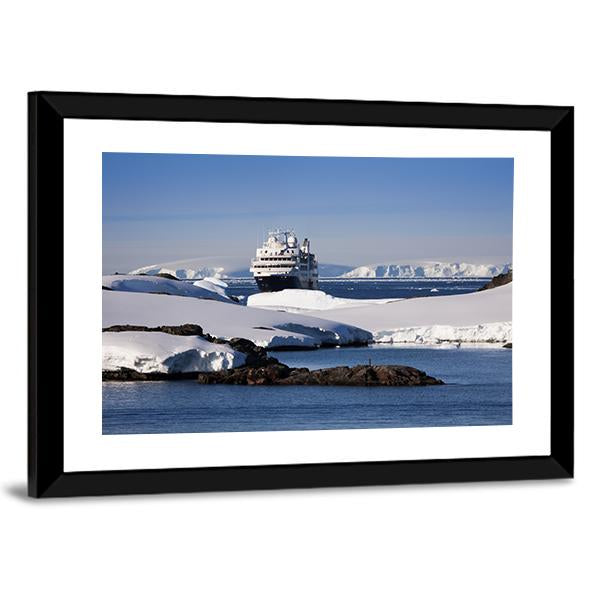 Cruise Ship In Antarctic Canvas Wall Art-3 Horizontal-Gallery Wrap-25" x 16"-Tiaracle