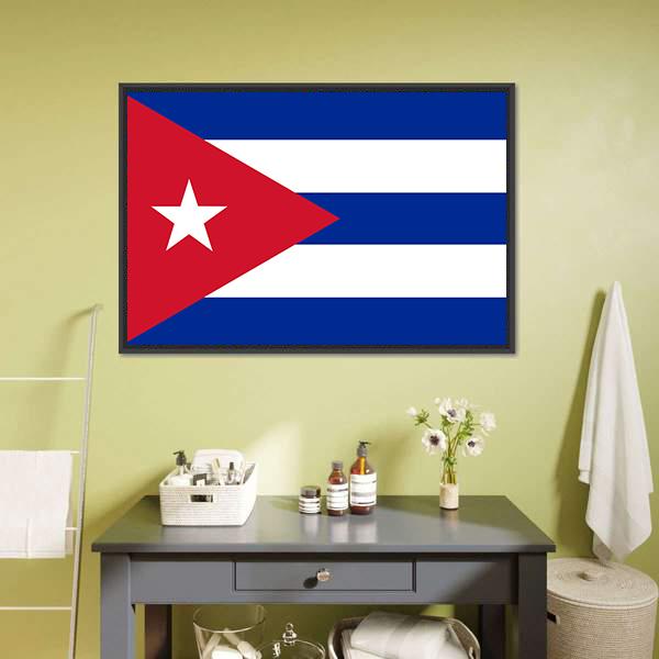 Cuba Flag Canvas Wall Art-1 Piece-Floating Frame-24" x 16"-Tiaracle