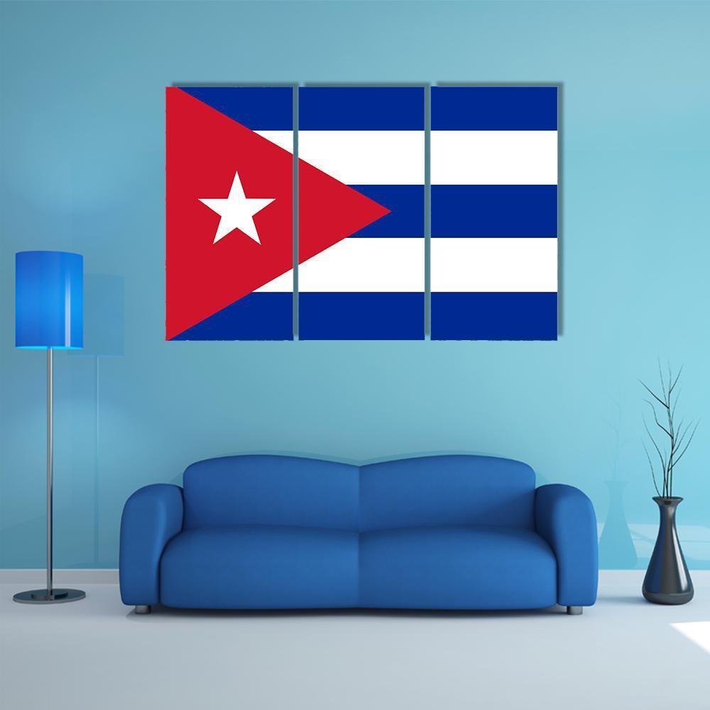 Cuba Flag Canvas Wall Art-3 Horizontal-Gallery Wrap-37" x 24"-Tiaracle