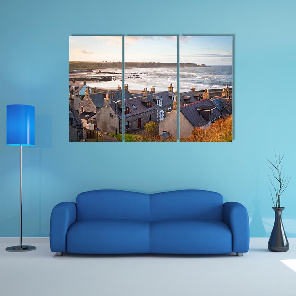 Cullen Town Scotland Canvas Wall Art-3 Horizontal-Gallery Wrap-37" x 24"-Tiaracle