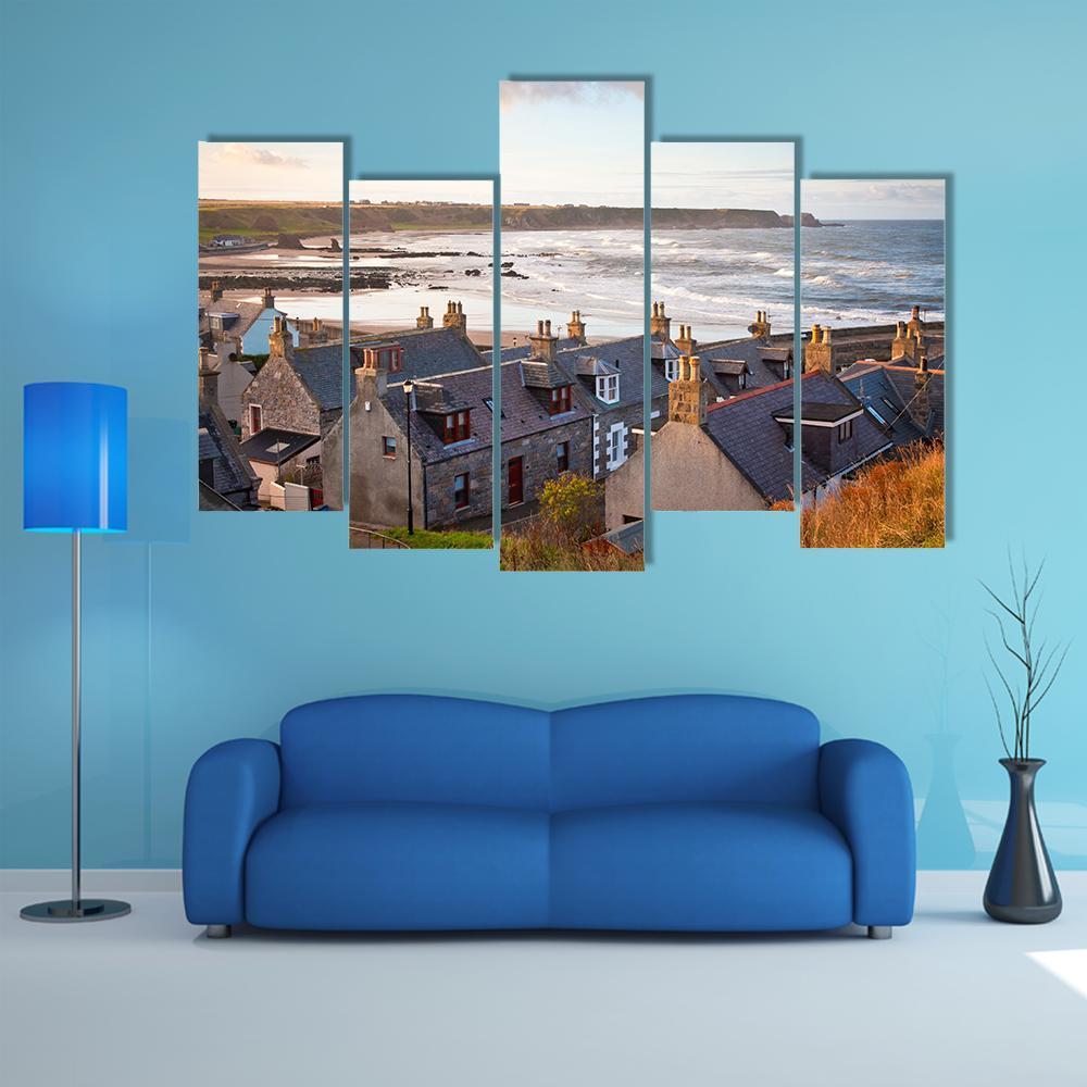 Cullen Town Scotland Canvas Wall Art-5 Pop-Gallery Wrap-47" x 32"-Tiaracle