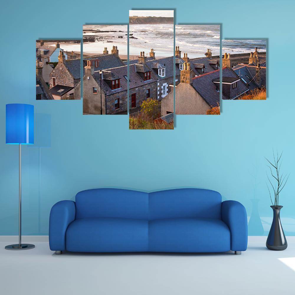 Cullen Town Scotland Canvas Wall Art-5 Star-Gallery Wrap-62" x 32"-Tiaracle