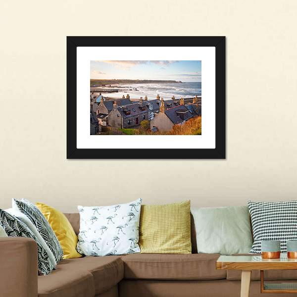 Cullen Town Scotland Canvas Wall Art-1 Piece-Framed Print-20" x 16"-Tiaracle
