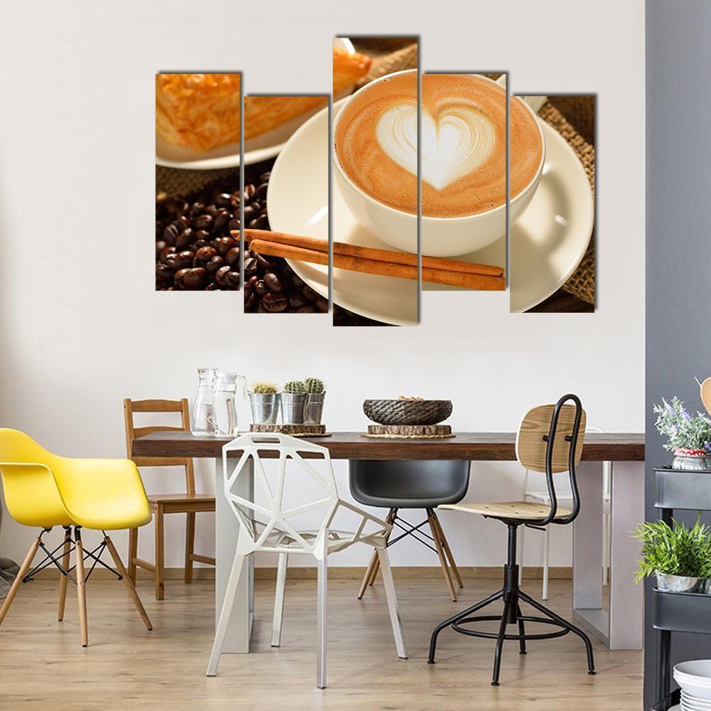 Cup Of Cafe Latte Canvas Wall Art-5 Pop-Gallery Wrap-47" x 32"-Tiaracle