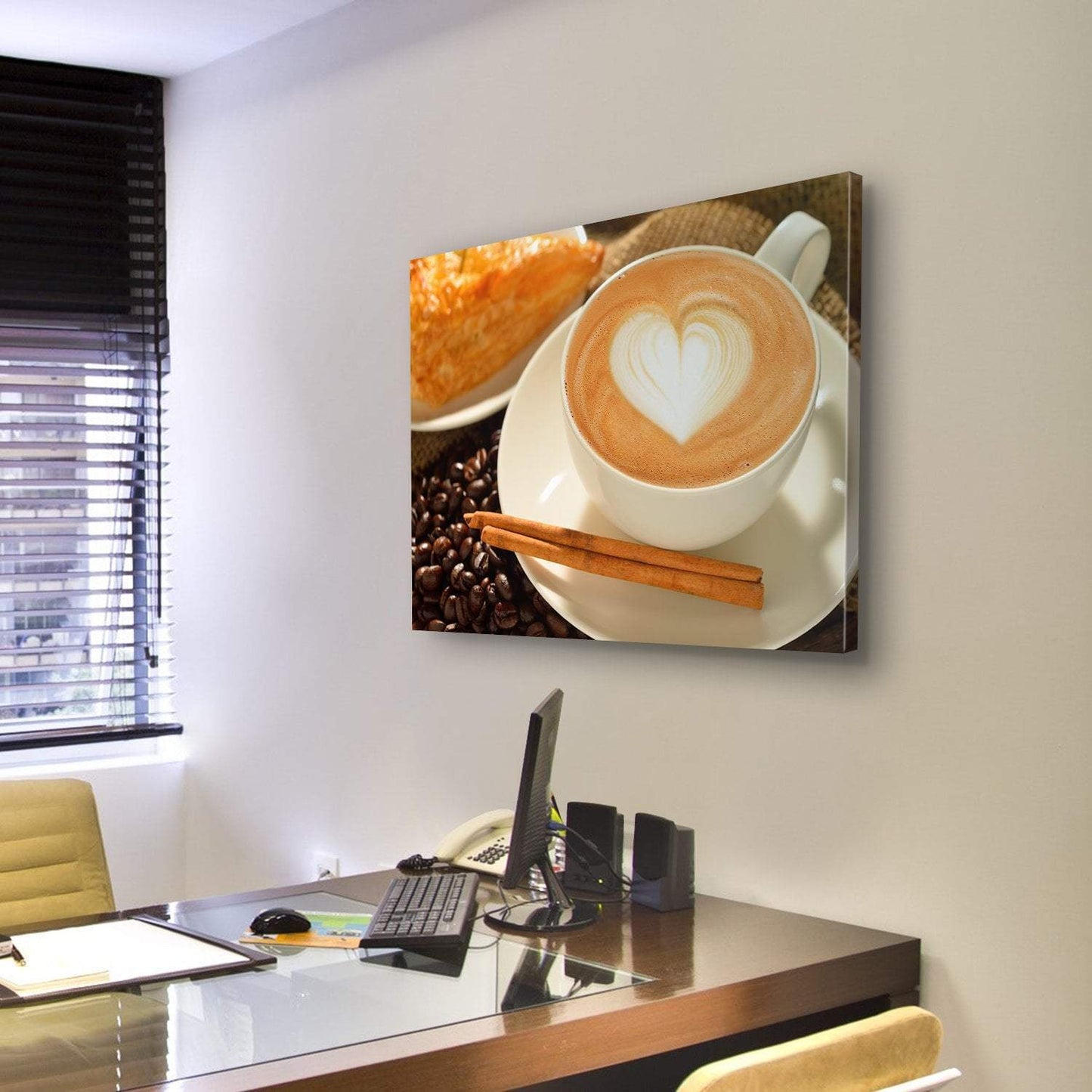 Cup Of Cafe Latte Canvas Wall Art-3 Horizontal-Gallery Wrap-25" x 16"-Tiaracle