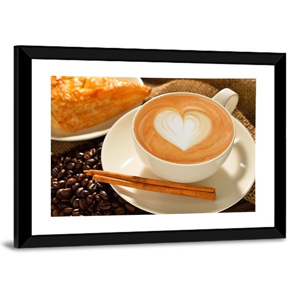 Cup Of Cafe Latte Canvas Wall Art-3 Horizontal-Gallery Wrap-25" x 16"-Tiaracle