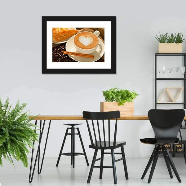 Cup Of Cafe Latte Canvas Wall Art-3 Horizontal-Gallery Wrap-25" x 16"-Tiaracle