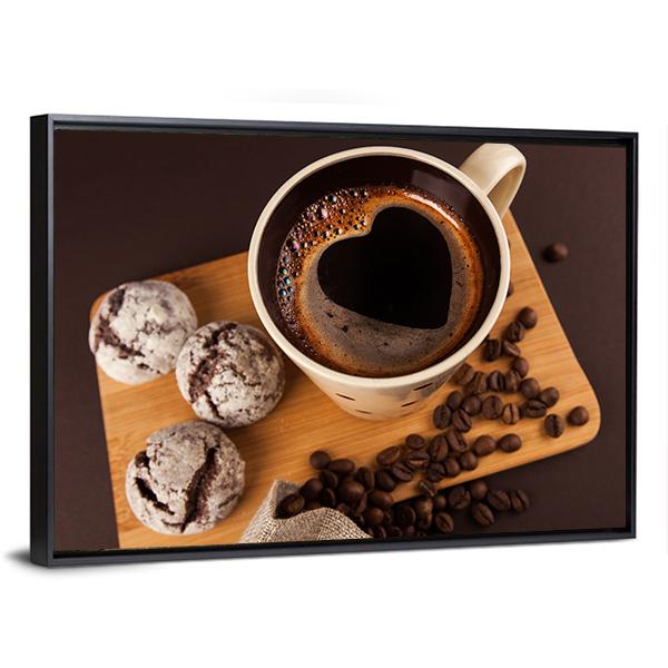 Cup Of Coffee Canvas Wall Art-3 Horizontal-Gallery Wrap-25" x 16"-Tiaracle