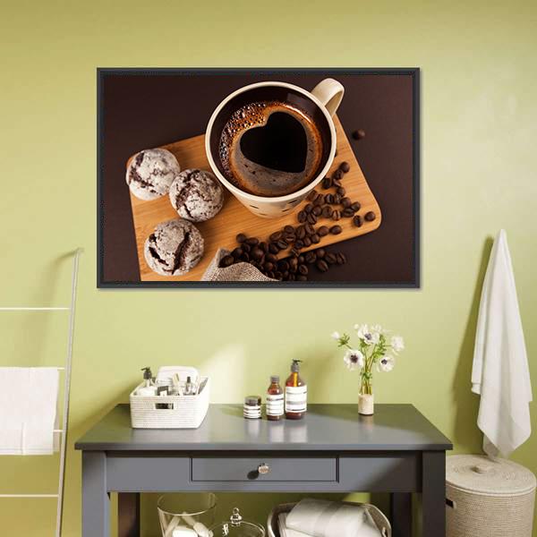 Cup Of Coffee Canvas Wall Art-3 Horizontal-Gallery Wrap-25" x 16"-Tiaracle