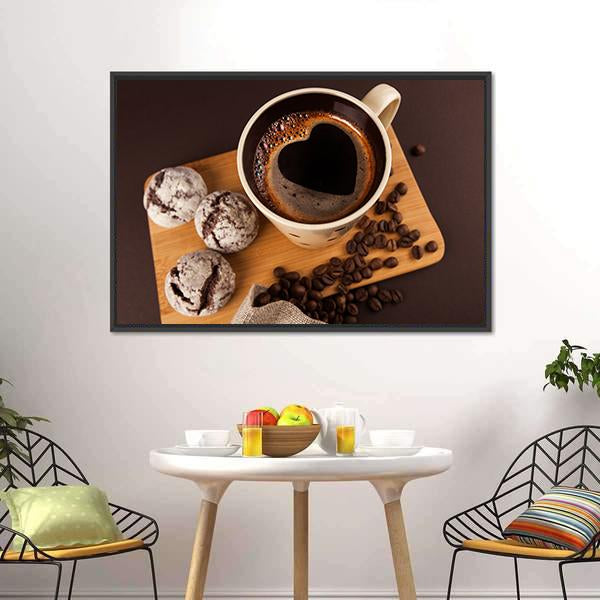 Cup Of Coffee Canvas Wall Art-1 Piece-Floating Frame-24" x 16"-Tiaracle