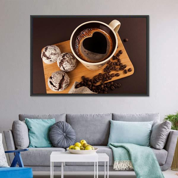 Cup Of Coffee Canvas Wall Art-3 Horizontal-Gallery Wrap-25" x 16"-Tiaracle