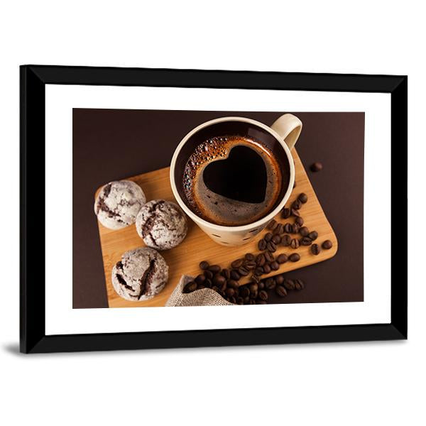 Cup Of Coffee Canvas Wall Art-3 Horizontal-Gallery Wrap-25" x 16"-Tiaracle