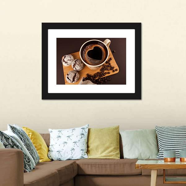 Cup Of Coffee Canvas Wall Art-1 Piece-Framed Print-20" x 16"-Tiaracle