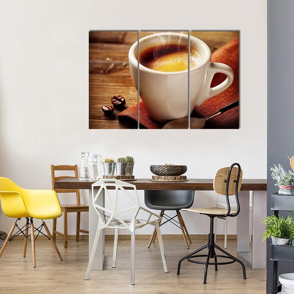 Cup Of Espresso Canvas Wall Art-3 Horizontal-Gallery Wrap-37" x 24"-Tiaracle