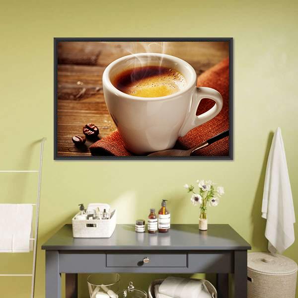 Cup Of Espresso Canvas Wall Art-3 Horizontal-Gallery Wrap-25" x 16"-Tiaracle