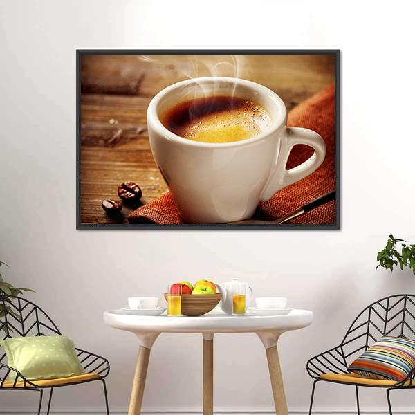 Cup Of Espresso Canvas Wall Art-1 Piece-Floating Frame-24" x 16"-Tiaracle