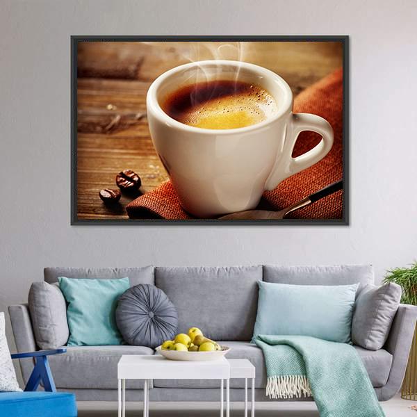 Cup Of Espresso Canvas Wall Art-3 Horizontal-Gallery Wrap-25" x 16"-Tiaracle