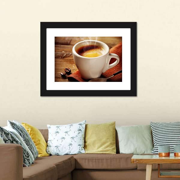 Cup Of Espresso Canvas Wall Art-1 Piece-Framed Print-20" x 16"-Tiaracle